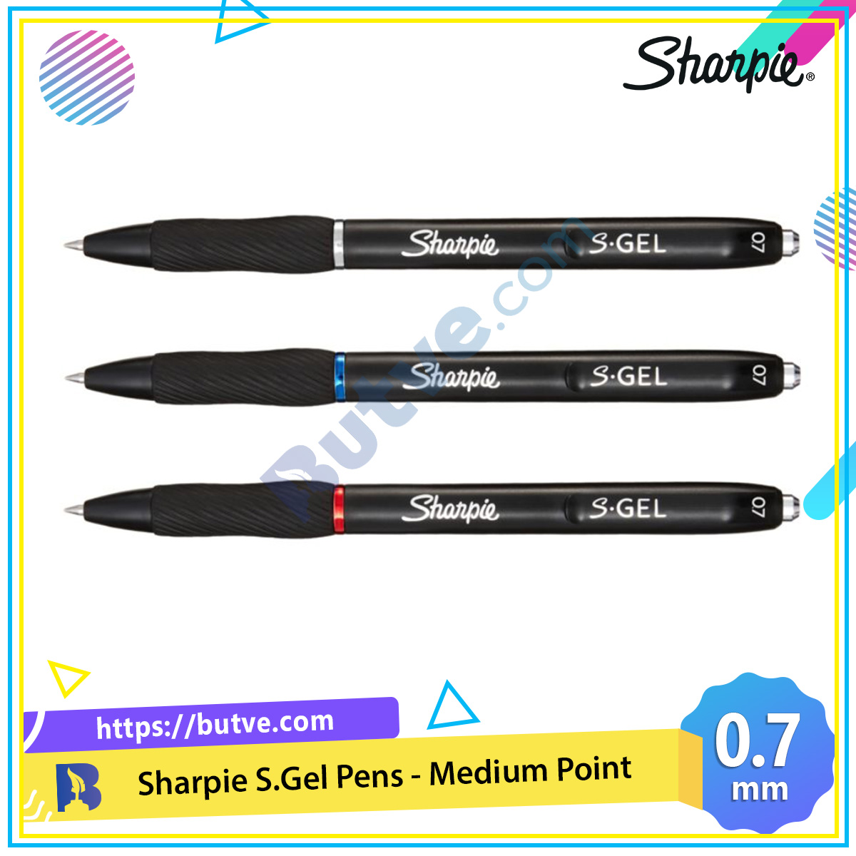 Bút bi đầu bấm mực Gel Sharpie S Gel Pens Medium 0.7mm (Cây lẻ)