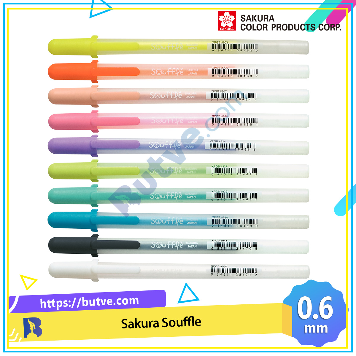 Bút Gel nét mực 3D nhám mờ Sakura Gelly Roll Souffle – Ngòi 0.6mm
