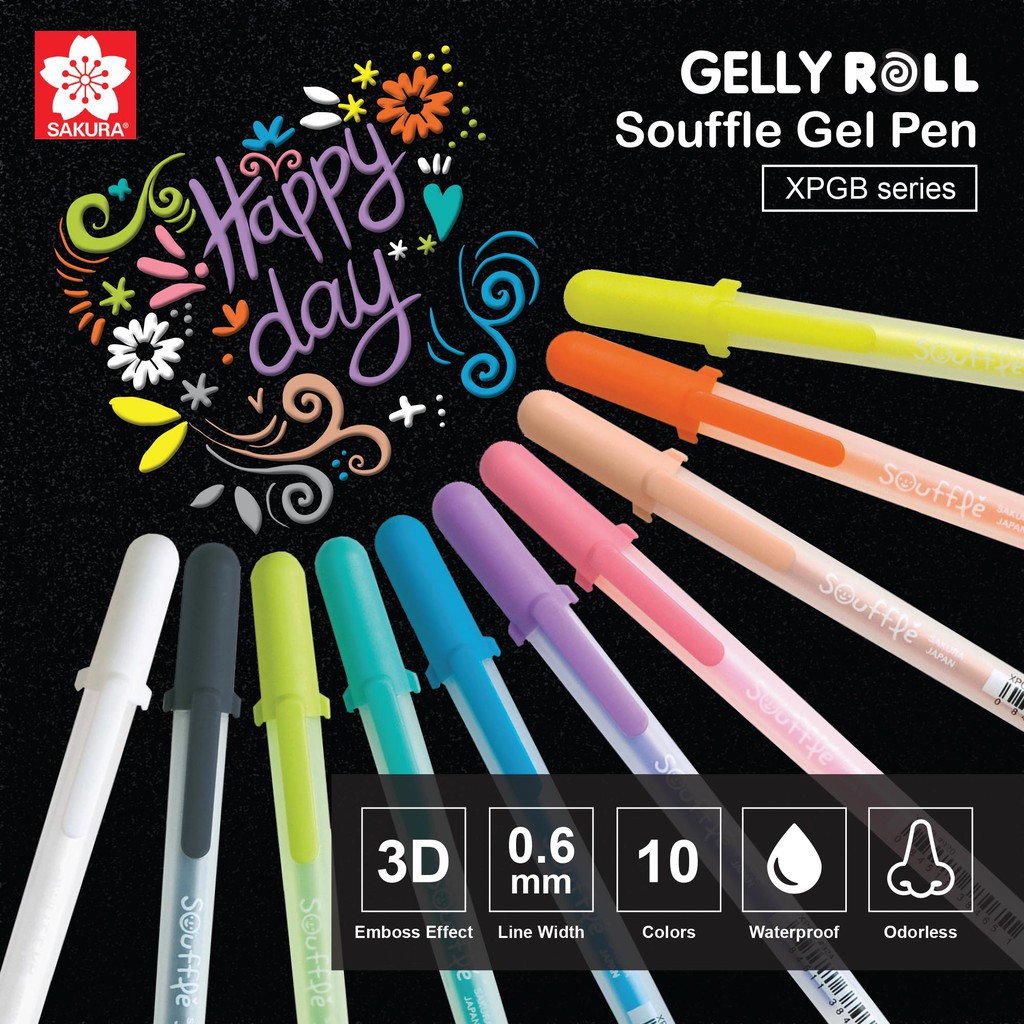 Bút Gel nét mực 3D nhám mờ Sakura Gelly Roll Souffle – Ngòi 0.6mm