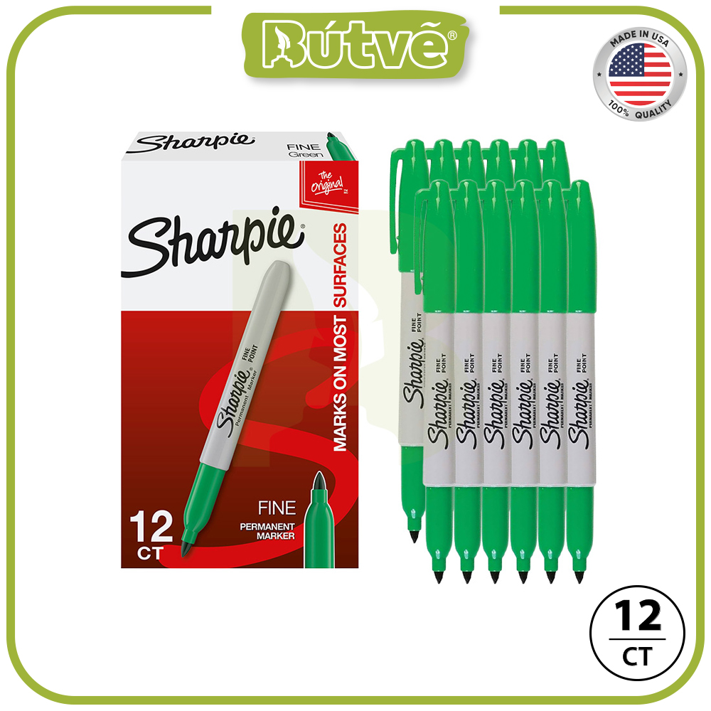 Bút lông dầu Sharpie Fine Point 0.9mm đánh dấu đa năng - Xanh lá cây (Green) 30004