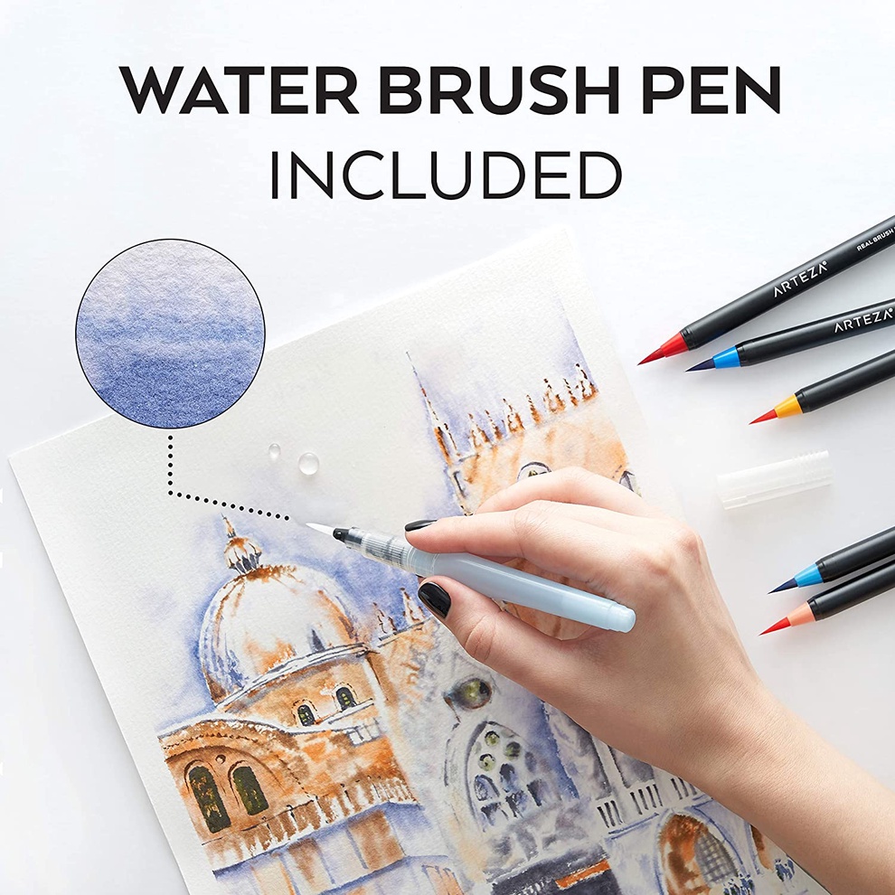 Bộ 96 cây bút lông màu ngòi cọ cao cấp Arteza Brush Pens (Hộp nhựa)