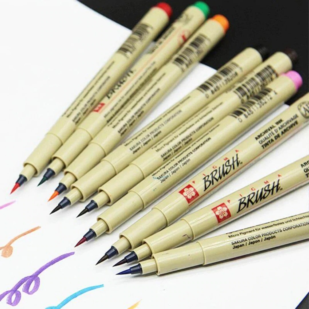 Bút lông màu vẽ không lem mực kháng nước Sakura Pigma Brush - Ngòi cọ