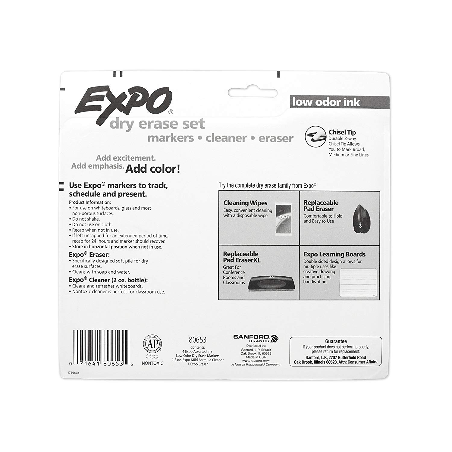 Vỉ 12 cây bút lông viết bảng không mùi Expo Low Odor Dry Erase Markers (Xóa khô)