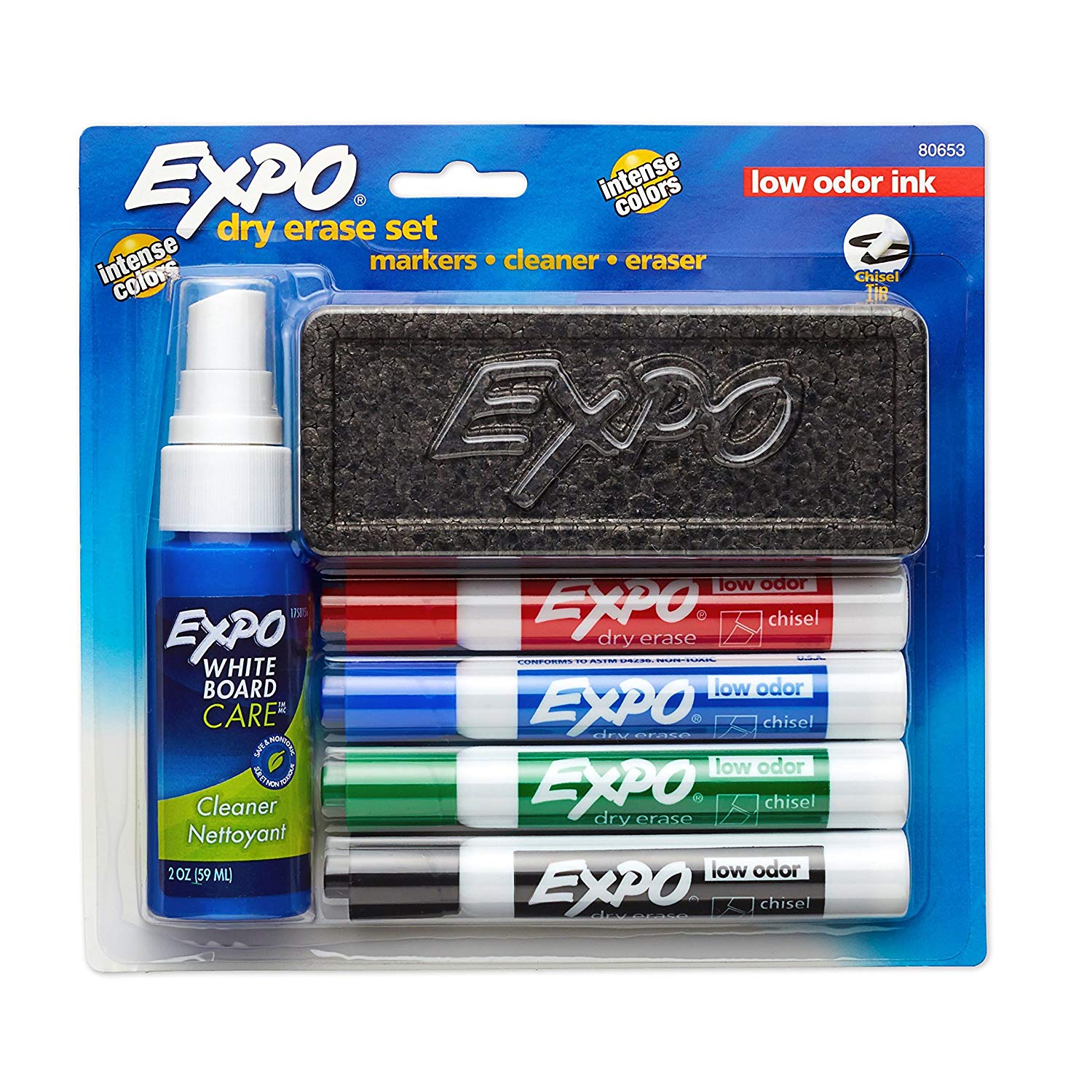 Vỉ 12 cây bút lông viết bảng không mùi Expo Low Odor Dry Erase Markers (Xóa khô)