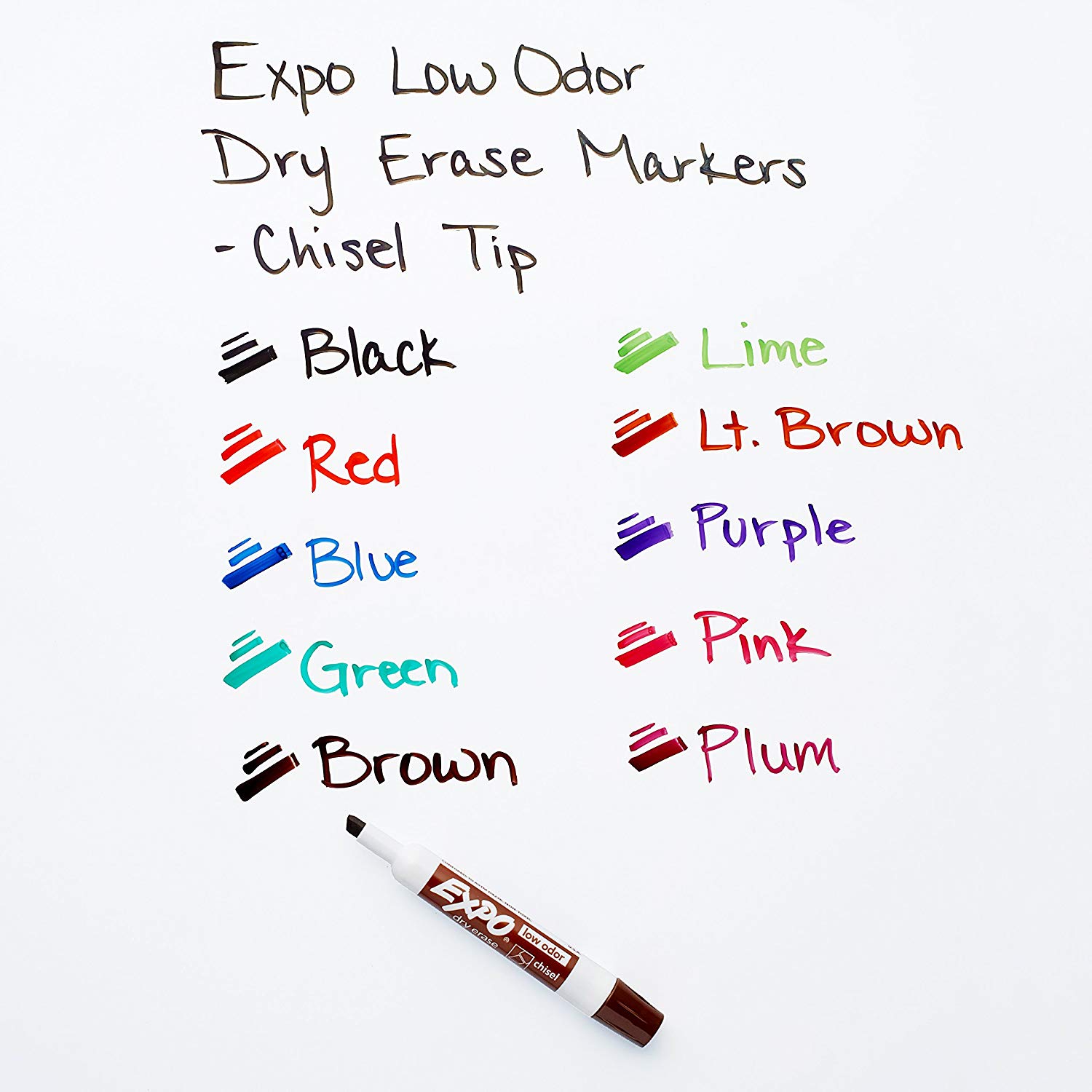 Vỉ 12 cây bút lông viết bảng không mùi Expo Low Odor Dry Erase Markers (Xóa khô)