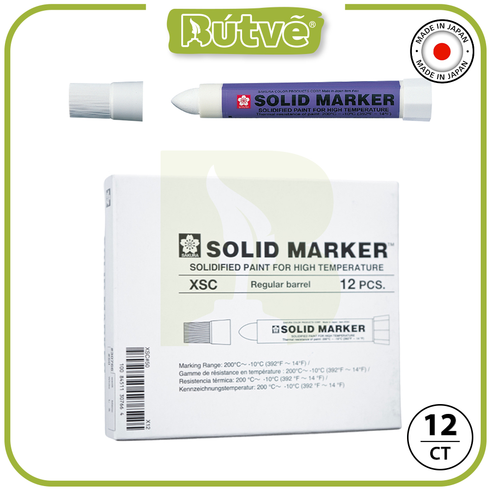 Bút sáp dầu chịu nhiệt độ cao Sakura Solid Marker High Temperature 12.0mm - Trắng (White) XSC#50