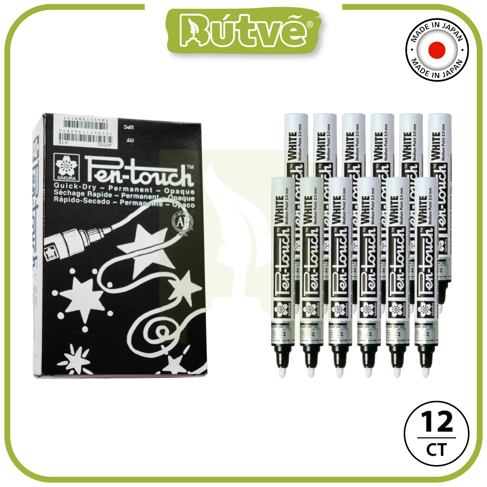 Bút sơn dầu Sakura Pentouch Medium Point 2.0mm đánh dấu đa năng - Trắng (White) 42500