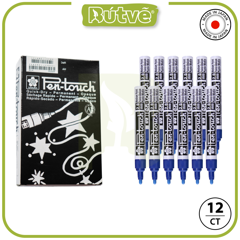 Bút sơn dầu Sakura Pentouch Medium Point 2.0mm đánh dấu đa năng - Xanh dương (Blue) XPFKA#36