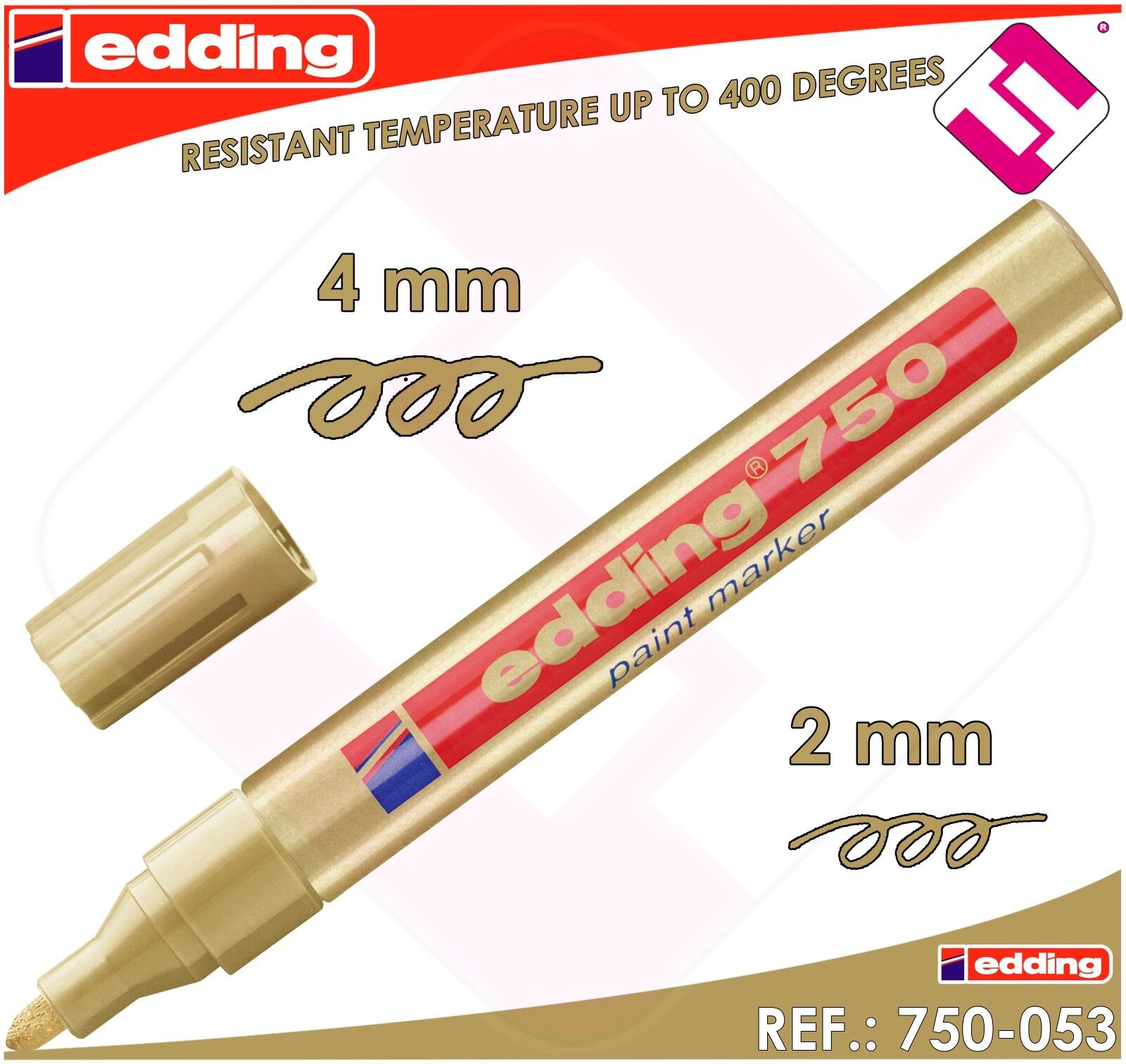 Bút sơn dầu vẽ đa chất liệu Edding 750 Paint Marker 2-4 mm - Đen (Black)