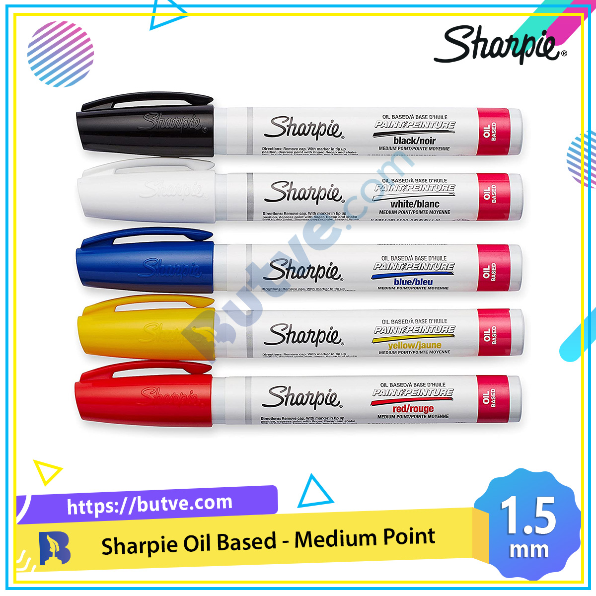 Bút sơn dầu vẽ đa chất liệu Sharpie Oil Based Medium Point 1.5mm (Cây lẻ)