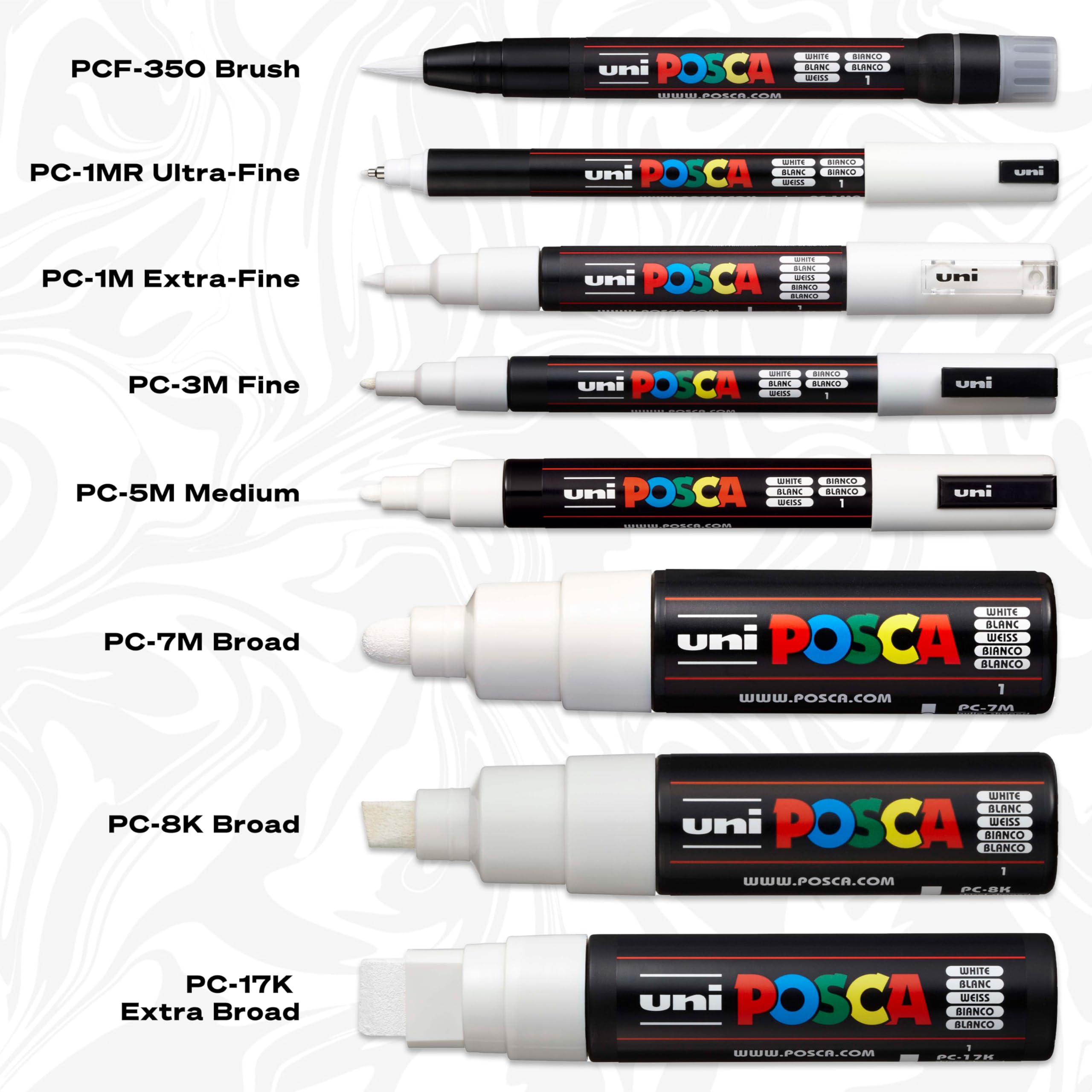 Bút sơn nước Uni Posca Paint Marker PC-5M 1.8 - 2.5mm vẽ trang trí đa chất liệu - Đen (Black)