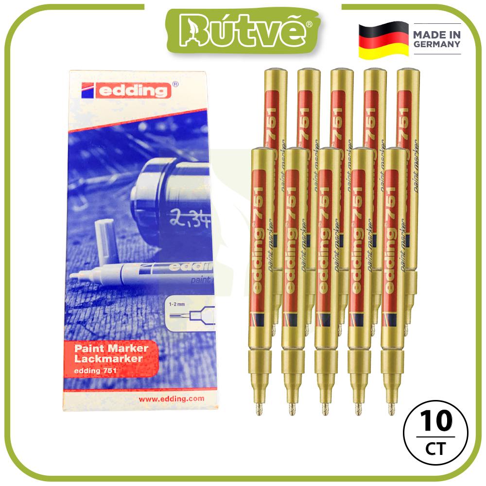 Bút sơn dầu vẽ đa chất liệu Edding 751 Paint Marker 1-2 mm - Vàng ánh kim (Gold)