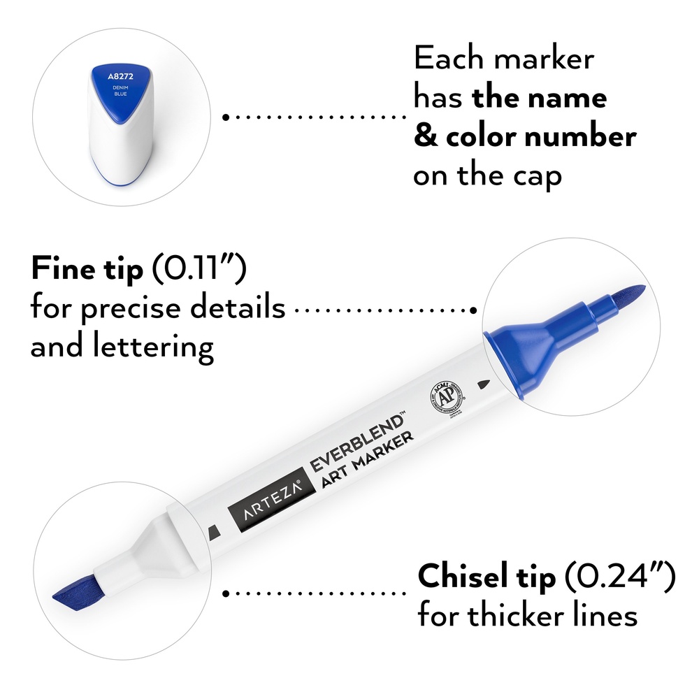 Bộ 72 bút marker 2 đầu vẽ phác thảo cao cấp EverBlend Art Markers