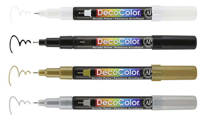 Bút sơn acrylic Marvy DecoColor Acrylic Extra Fine 0.8mm viết thiệp không lem - Đen (Black) #115