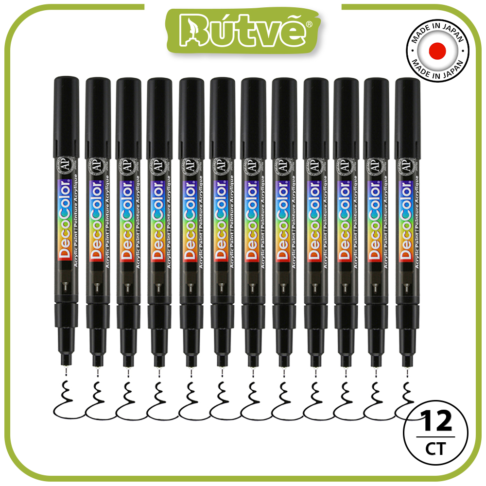 Bút sơn acrylic Marvy DecoColor Acrylic Extra Fine 0.8mm viết thiệp không lem - Đen (Black) #115