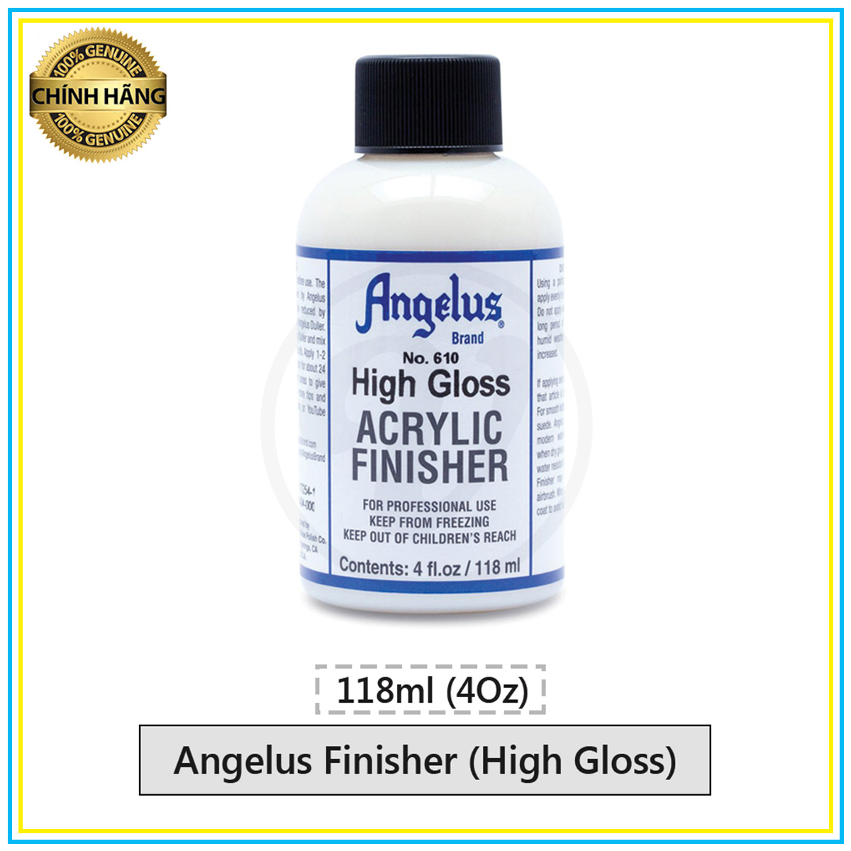 Dung dịch phủ bảo vệ màu Angelus Finisher High Gloss (Bóng mạnh) – 118ml (4Oz)