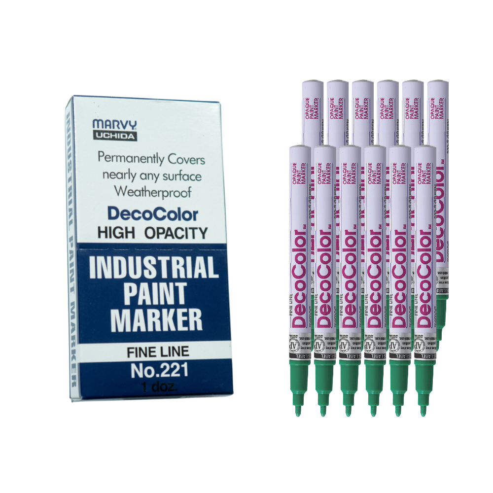 Bút sơn dầu đánh dấu công nghiệp Marvy DecoColor Industrial Paint Marker Fine 1.4mm - Xanh lá cây (Green) #221