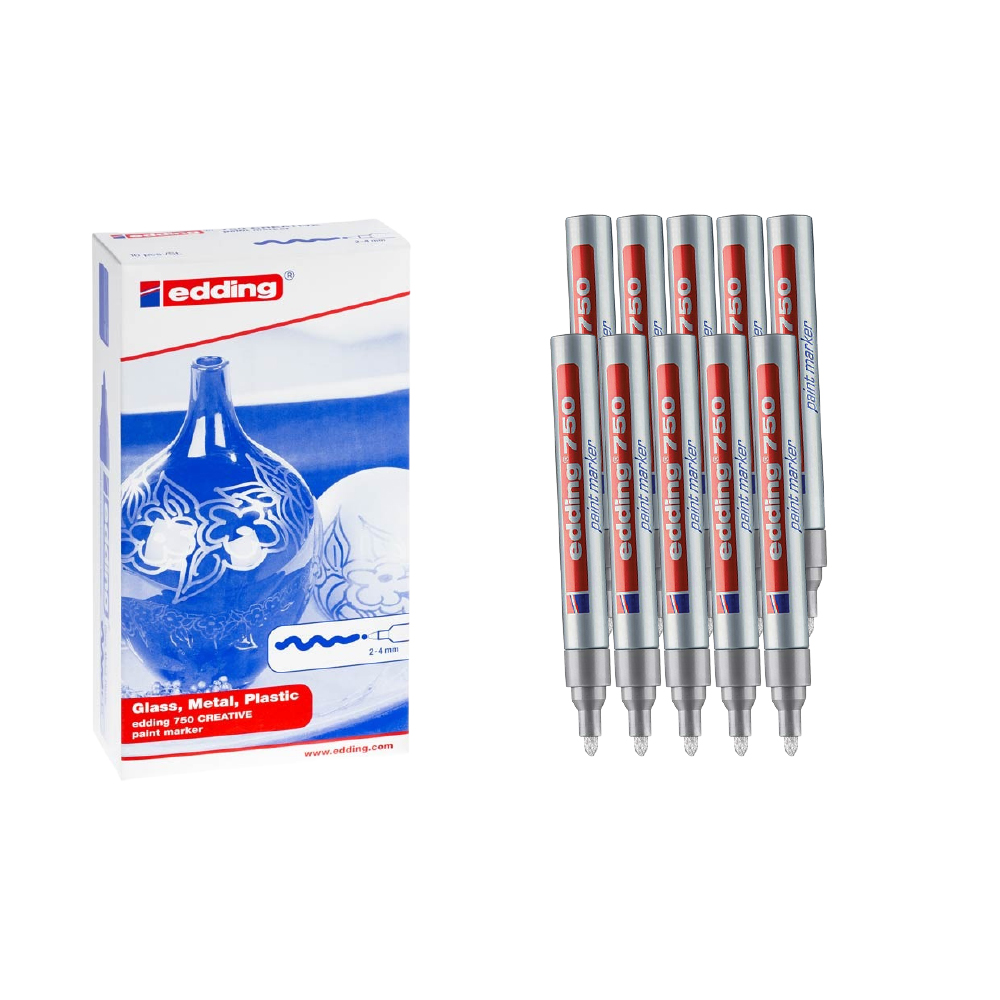 Bút sơn dầu vẽ đa chất liệu Edding 750 Paint Marker 2-4 mm - Bạc ánh kim (Silver)