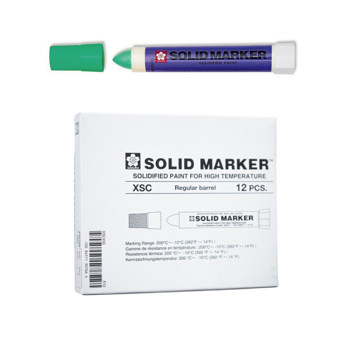 Bút sáp dầu chịu nhiệt độ cao Sakura Solid Marker High Temperature 12.0mm - Xanh lá cây (Green) XSC#29