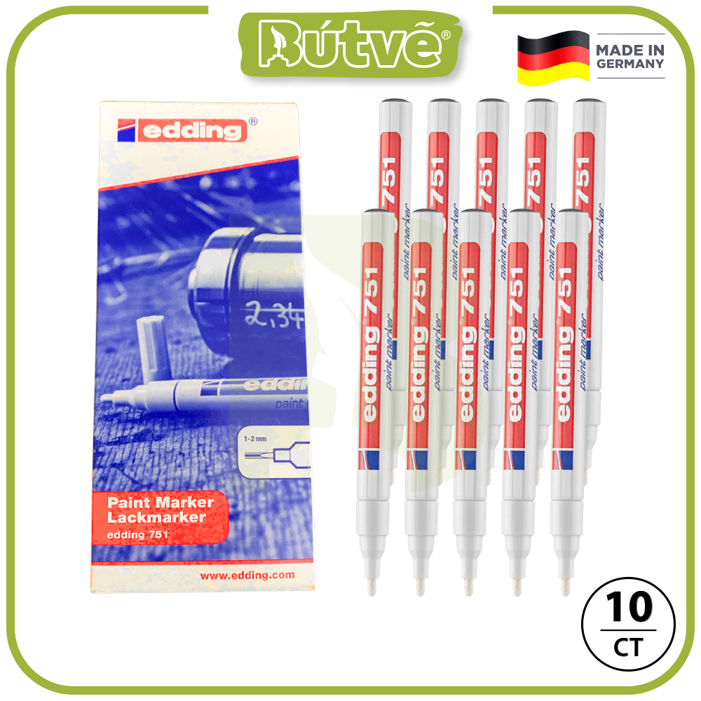 Bút sơn dầu vẽ đa chất liệu Edding 751 Paint Marker 1-2 mm - Trắng (White)