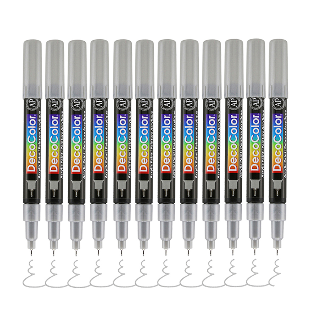Bút sơn acrylic Marvy DecoColor Acrylic Extra Fine 0.8mm viết thiệp không lem - Bạc ánh kim (Silver) #115