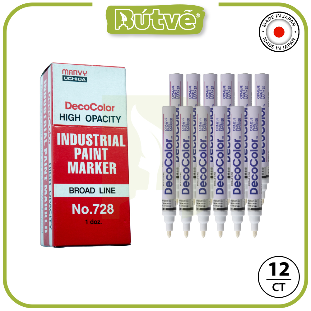Bút sơn dầu đánh dấu công nghiệp Marvy DecoColor Industrial Paint Marker Broad 2.0mm - Trắng (White) #728