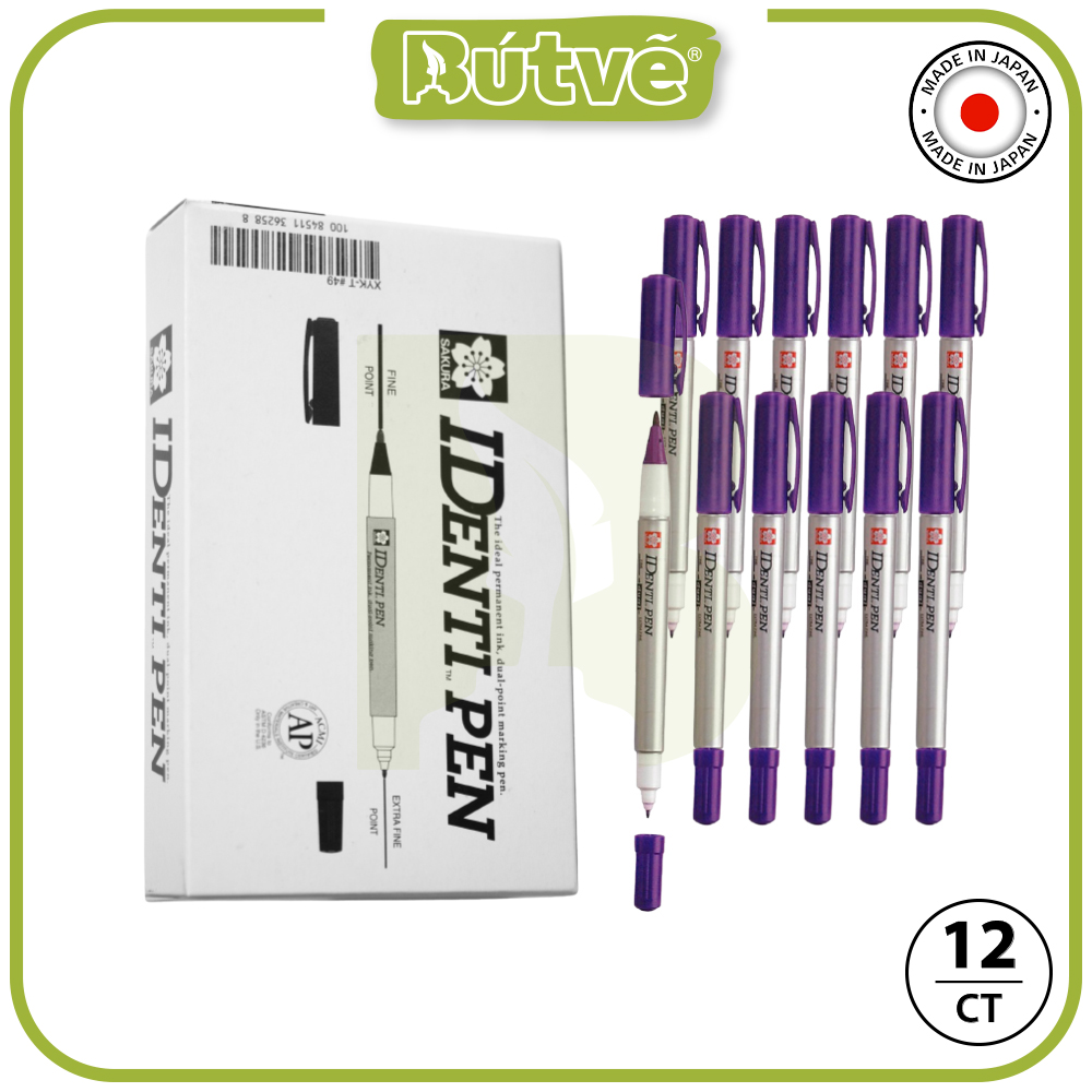 Bút lông dầu 2 ngòi Sakura Identi Pen 0.4mm / 1.0mm đánh dấu đa năng - Tím (Purple) XYK-T#24