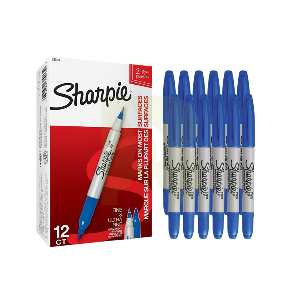 Bút lông dầu 2 đầu Sharpie Twin Tip 0.9mm/0.5mm đánh dấu đa năng - Xanh dương (Blue) 32003