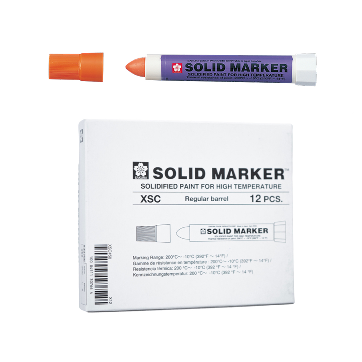 Bút sáp dầu chịu nhiệt độ cao Sakura Solid Marker High Temperature 12.0mm - Cam (Orange) XSC#5