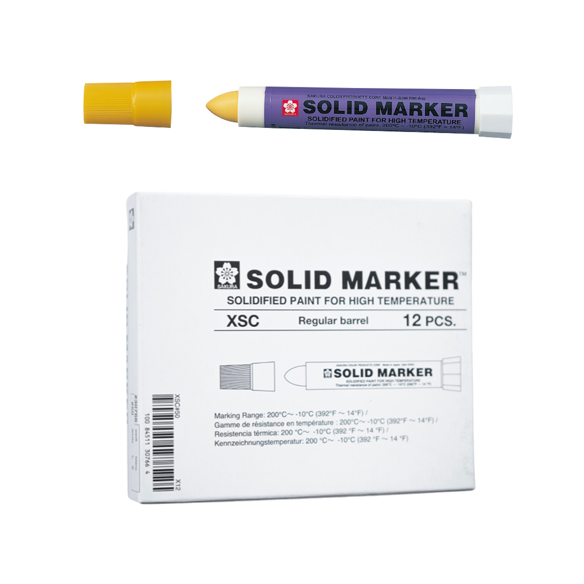 Bút sáp dầu chịu nhiệt độ cao Sakura Solid Marker High Temperature 12.0mm - Vàng (Yellow) XSC#3