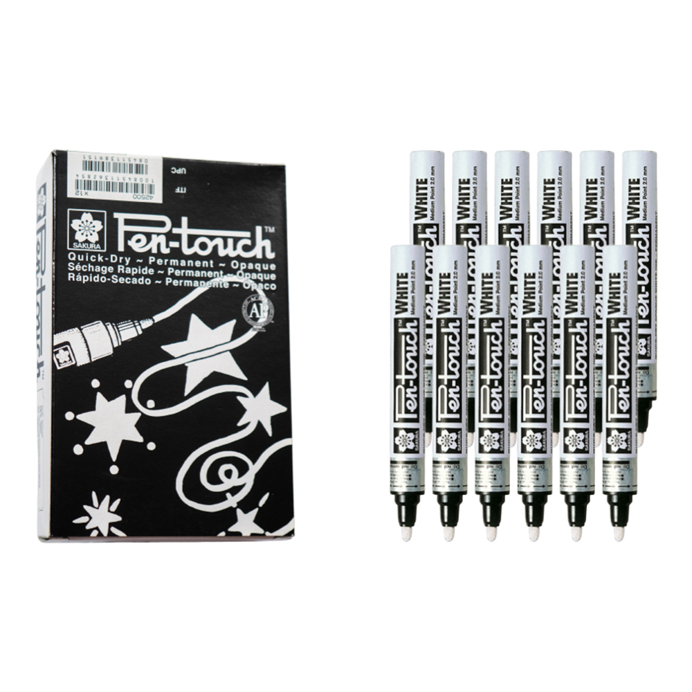 Bút sơn dầu Sakura Pentouch Medium Point 2.0mm đánh dấu đa năng - Trắng (White) 42500