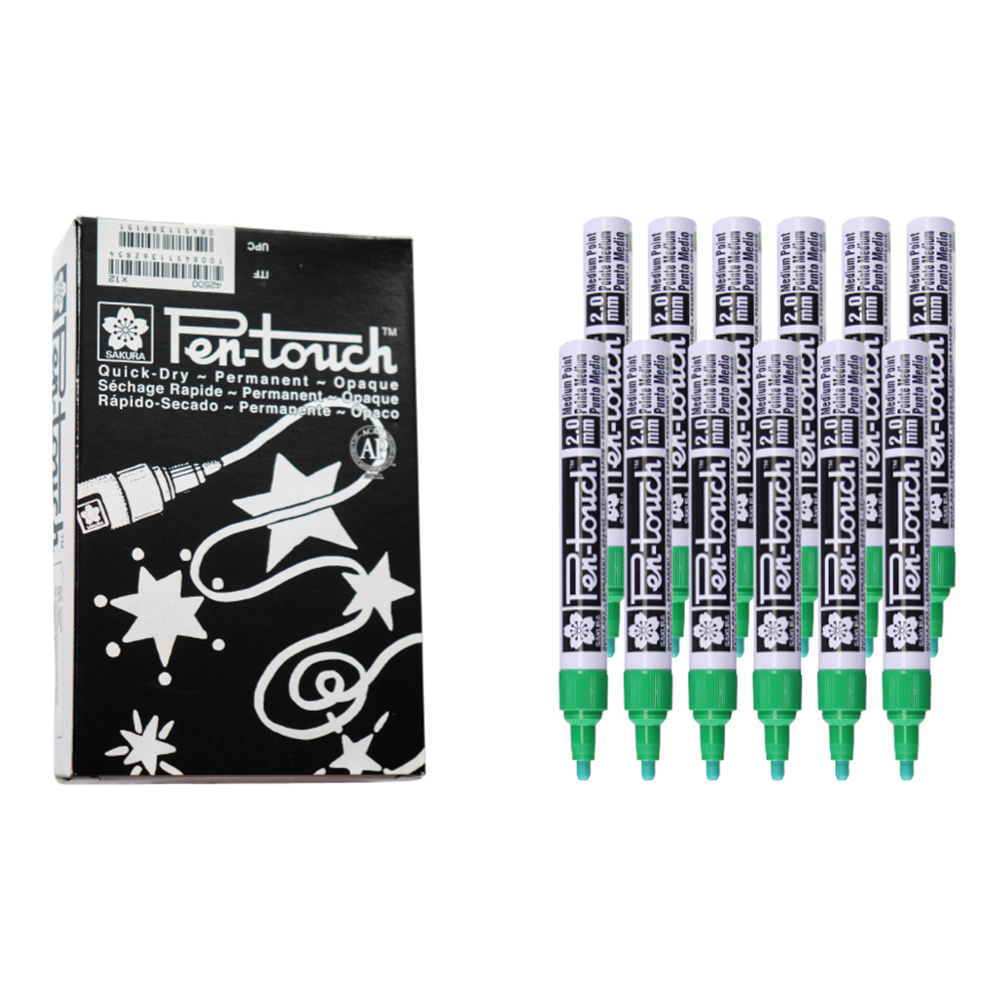 Bút sơn dầu Sakura Pentouch Medium Point 2.0mm đánh dấu đa năng - Xanh lá cây (Green) XPFKA#29