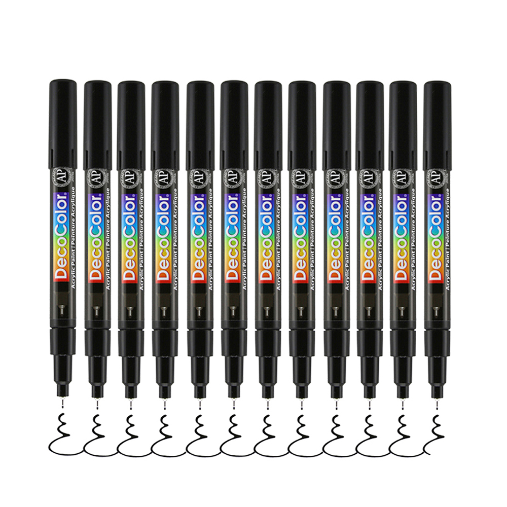 Bút sơn acrylic Marvy DecoColor Acrylic Extra Fine 0.8mm viết thiệp không lem - Đen (Black) #115