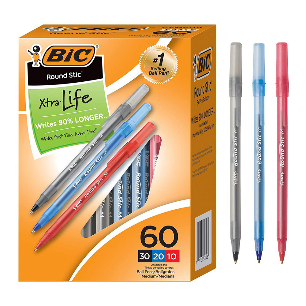 Bút bi nắp đậy kiểu dáng cổ điển BiC Round Stic M - Ngòi 1.0mm (Cây lẻ)