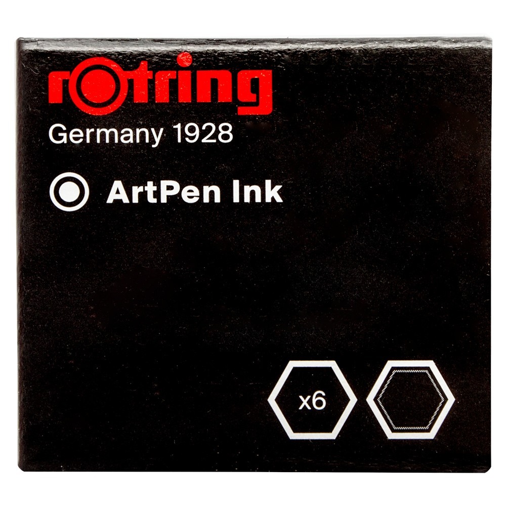 Hộp 6 ruột mực cho bút máy viết chữ thư pháp Rotring ArtPen Ink