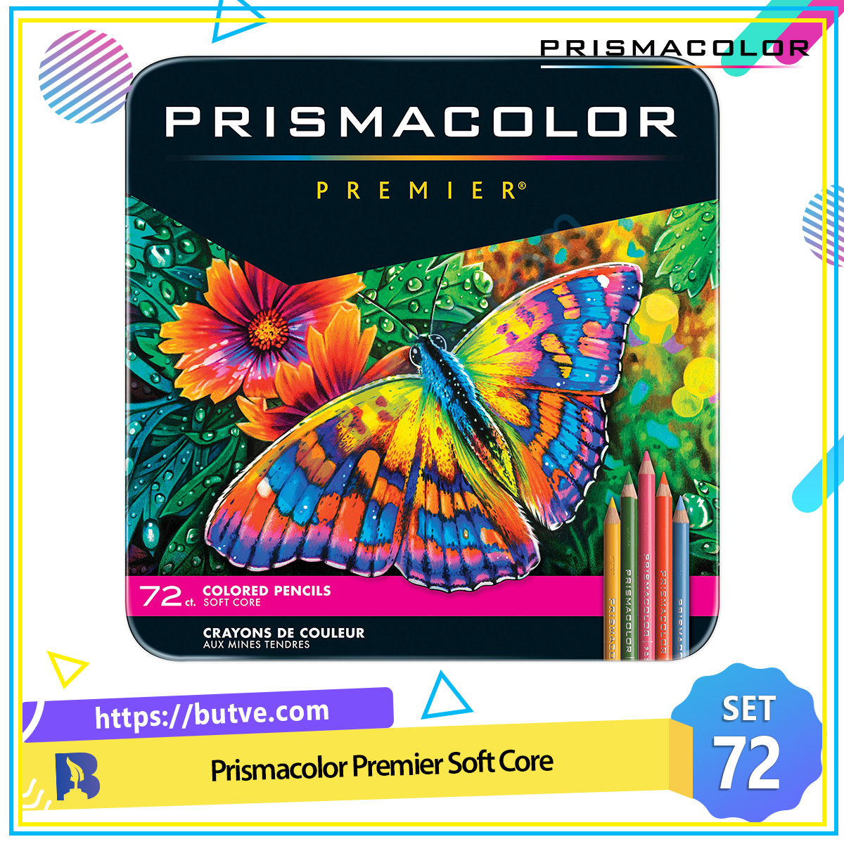 Hộp 72 bút chì màu hạng họa sĩ Prismacolor Premier Soft Core (Hộp thiếc)