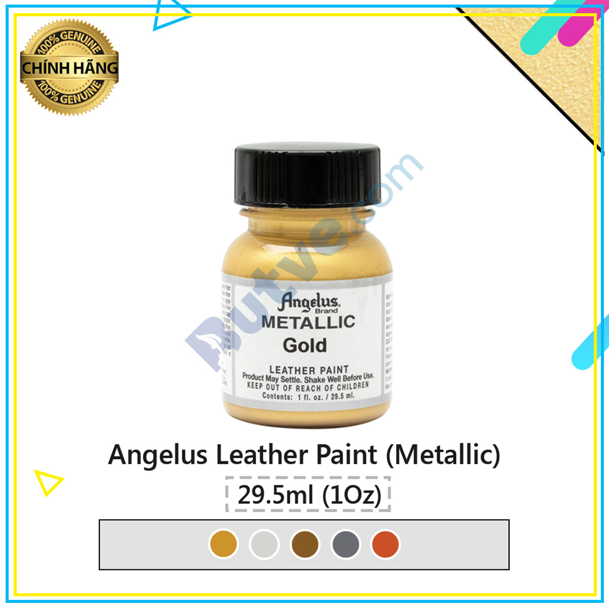 Màu acrylic ánh kim vẽ lên da, vải Angelus Leather Paint (Metallic) – 29.5ml (1Oz)