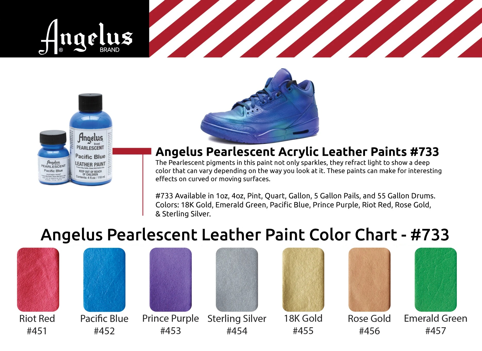 Màu acrylic vẽ lên da, vải Angelus Leather Paint (Pearlescent) – 29.5ml (1Oz)