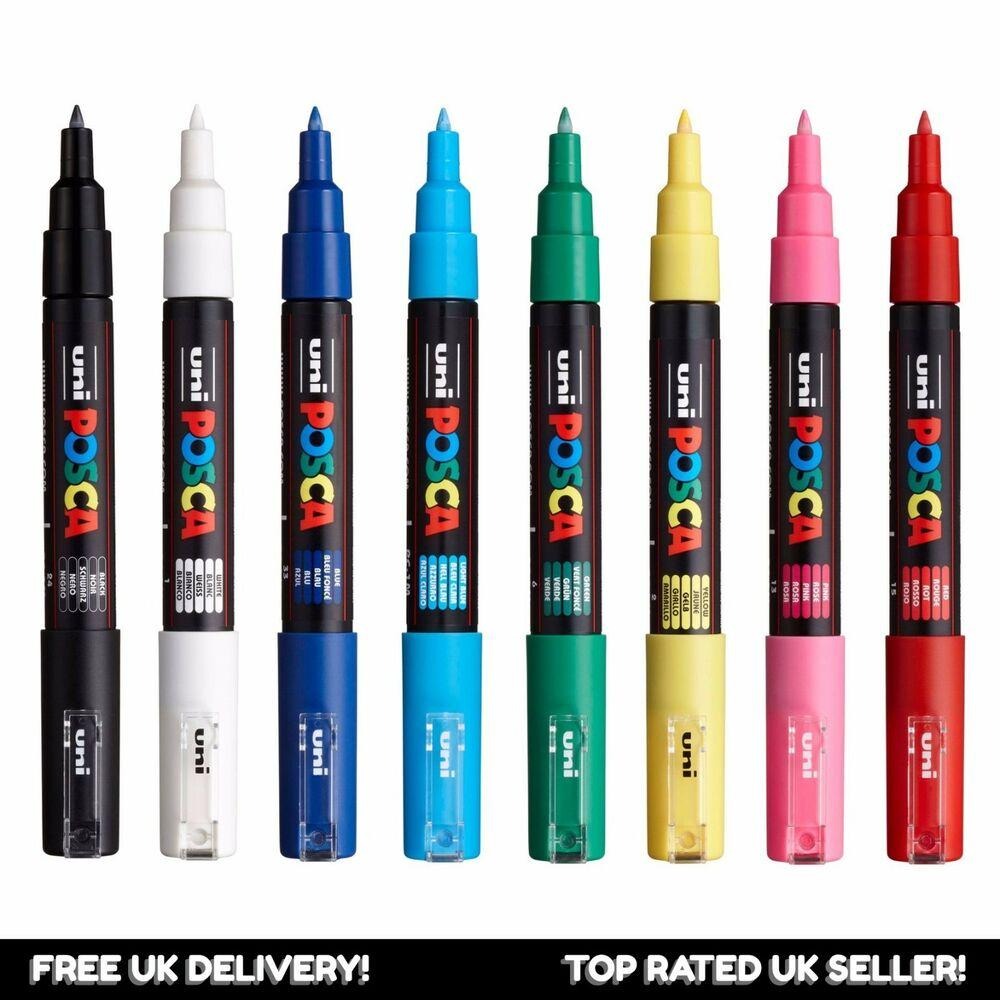 Bút sơn nước Uni Posca Paint Marker PC-1M 0.7mm Extra Fine vẽ trang trí đa chất liệu