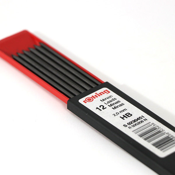 Hộp 12 ruột chì cho bút chì cơ Rotring Fine Hi-Polymer Lead 2.0mm (Hộp lẻ)