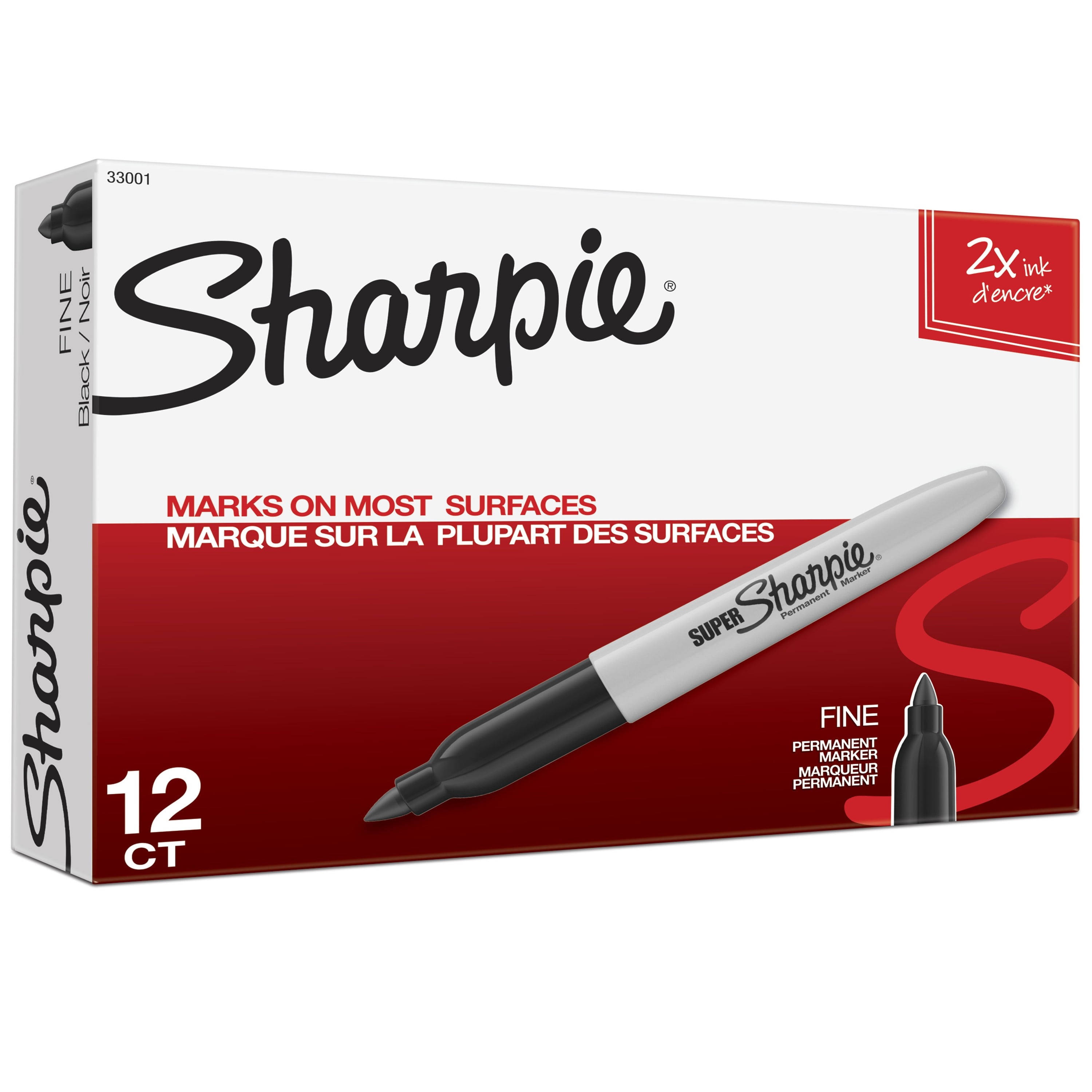 Hộp 12 cây bút lông dầu vẽ đa chất liệu Sharpie Fine Point 0.9mm - Màu đen (Black)