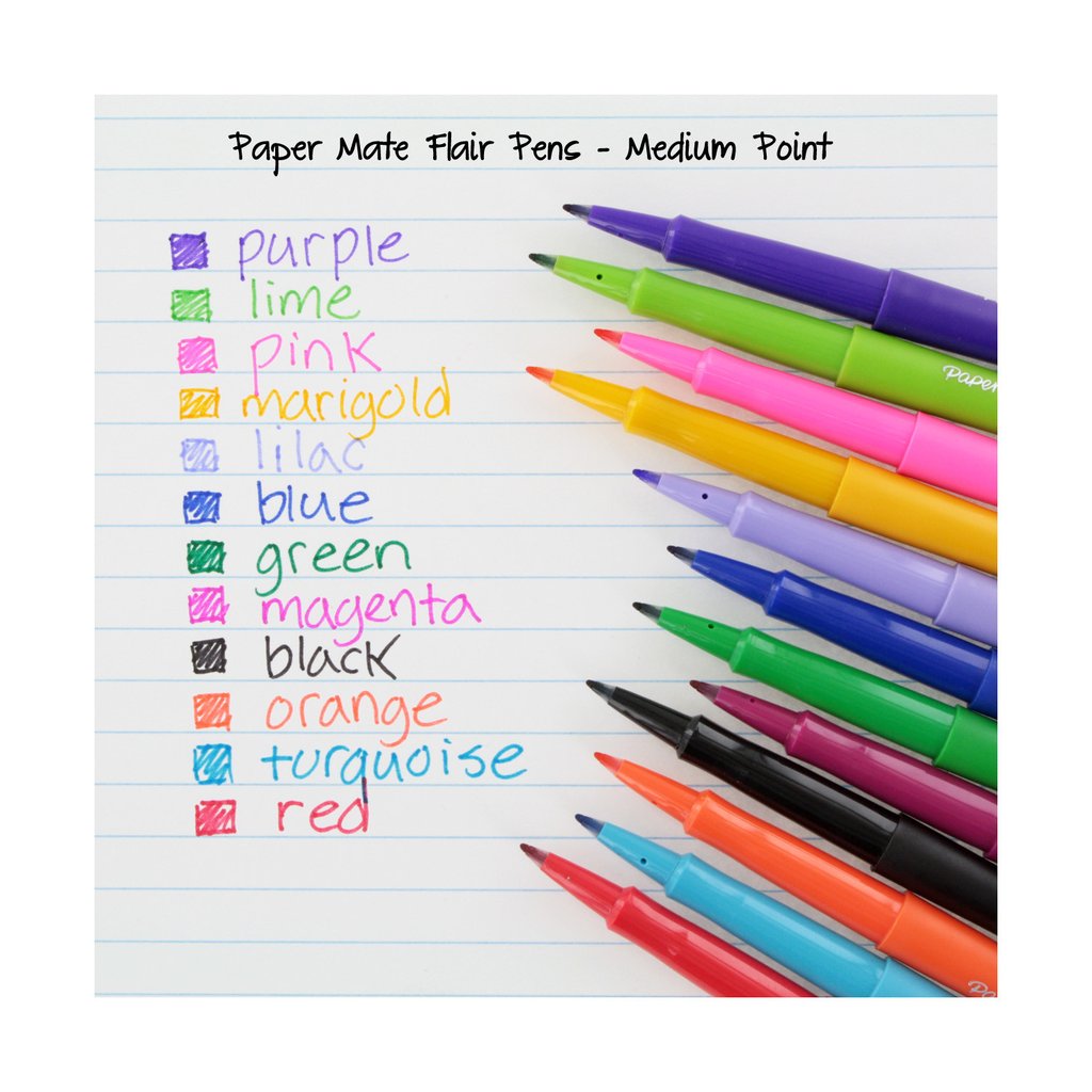 Bút lông màu mực gốc nước Paper Mate Flair Tip Medium Point - Ngòi 0.7mm (Cây lẻ)