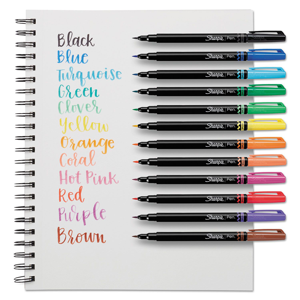 Vỉ 12 màu bút lông màu nắp đậy ngòi cọ Sharpie Art Pen Brush