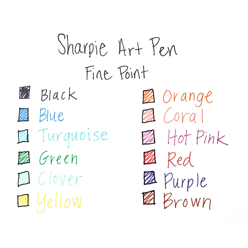Vỉ 12 màu bút lông kim nắp đậy Sharpie Art Pen Fine
