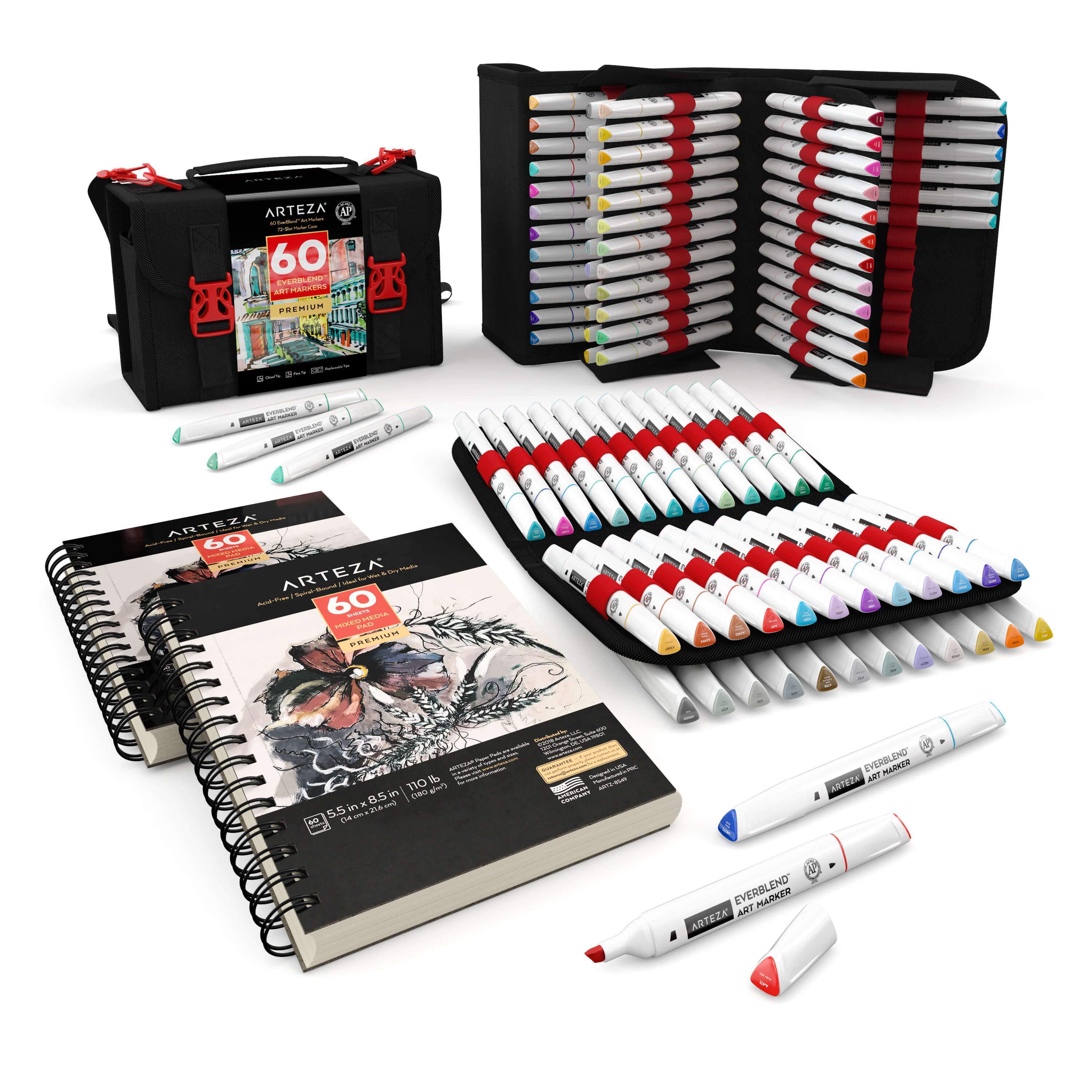 Bộ 144 bút marker 2 đầu vẽ phác thảo cao cấp EverBlend Art Markers