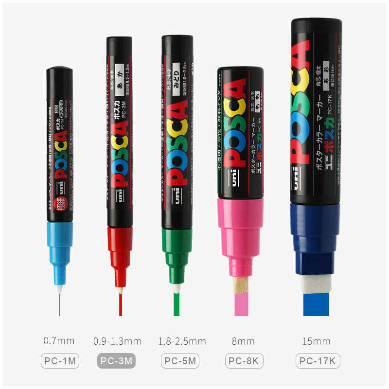 Bút sơn nước Uni Posca Paint Marker PC-1M 0.7mm Extra Fine vẽ trang trí đa chất liệu