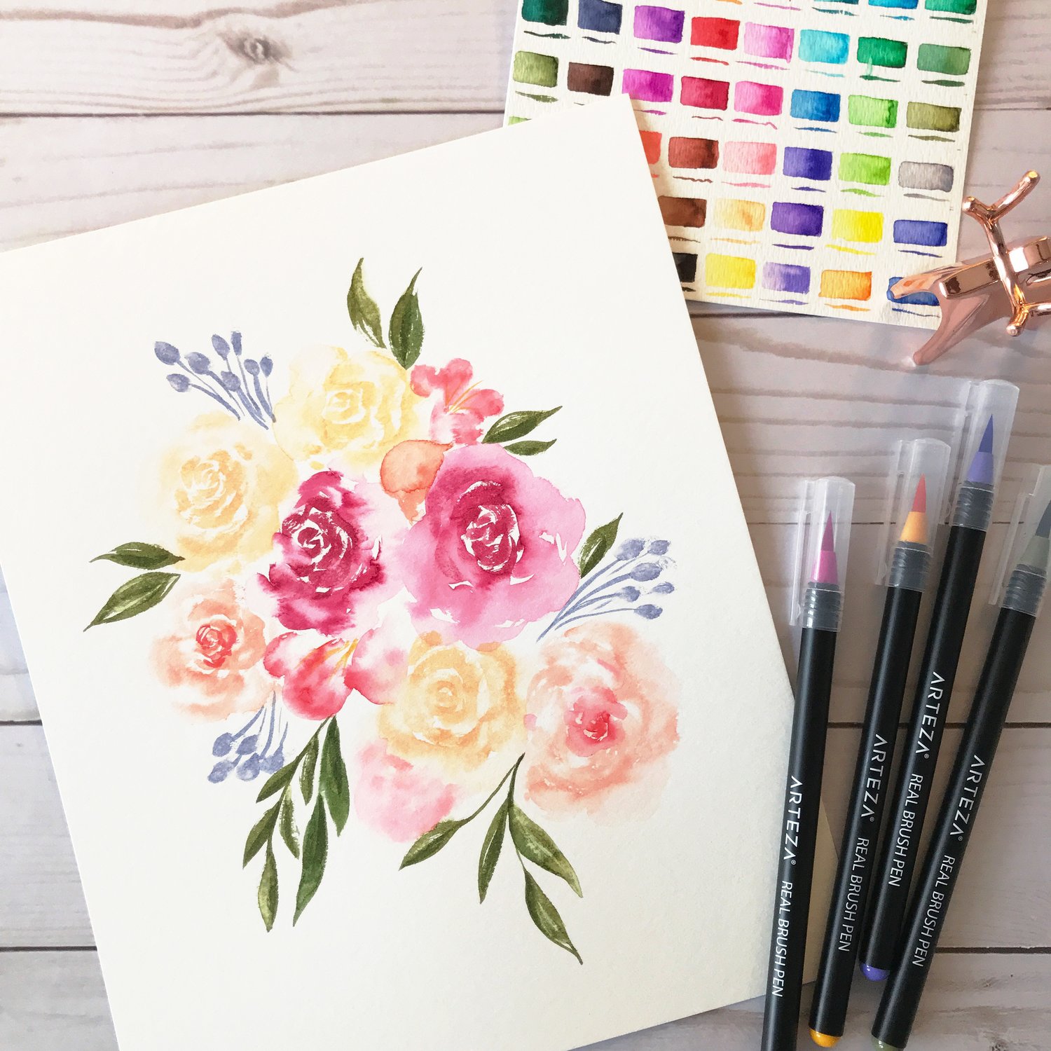 Bộ 48 cây bút lông màu ngòi cọ cao cấp Arteza Brush Pens (Hộp nhựa)