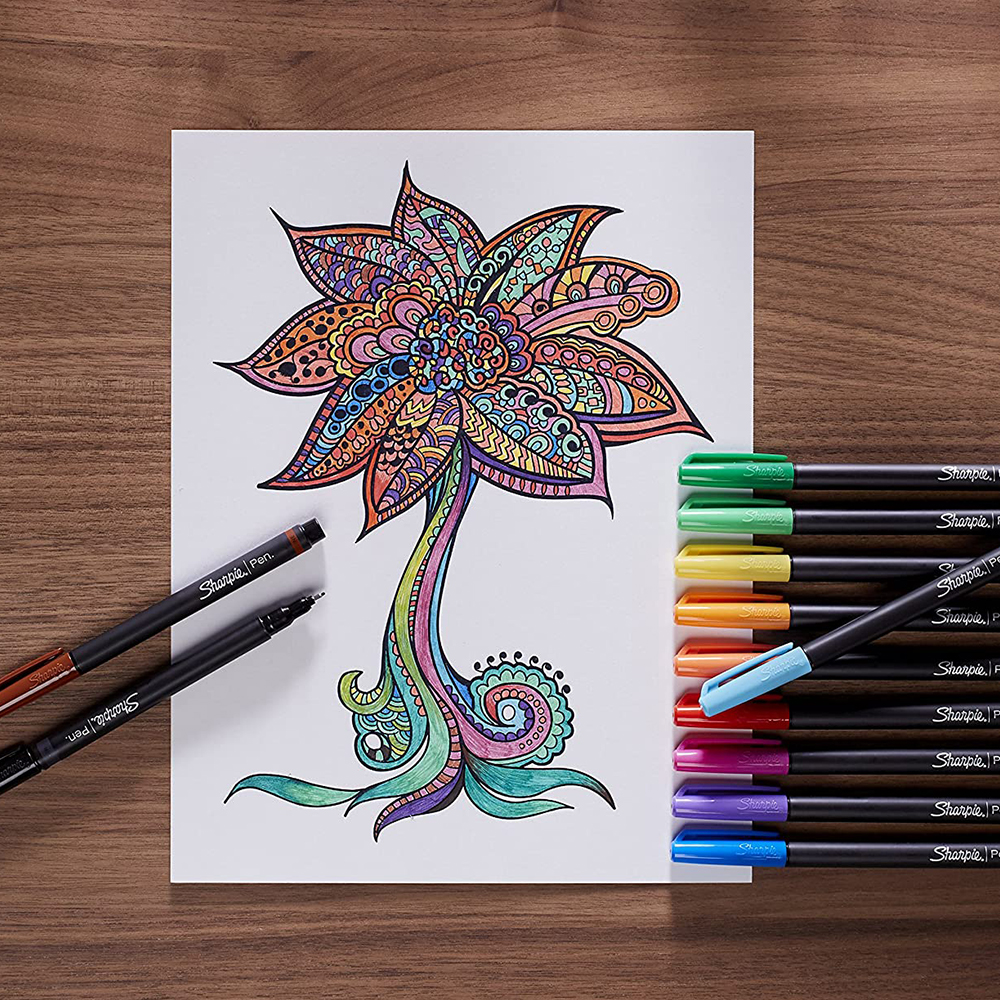 Vỉ 12 màu bút lông kim nắp đậy Sharpie Art Pen Fine