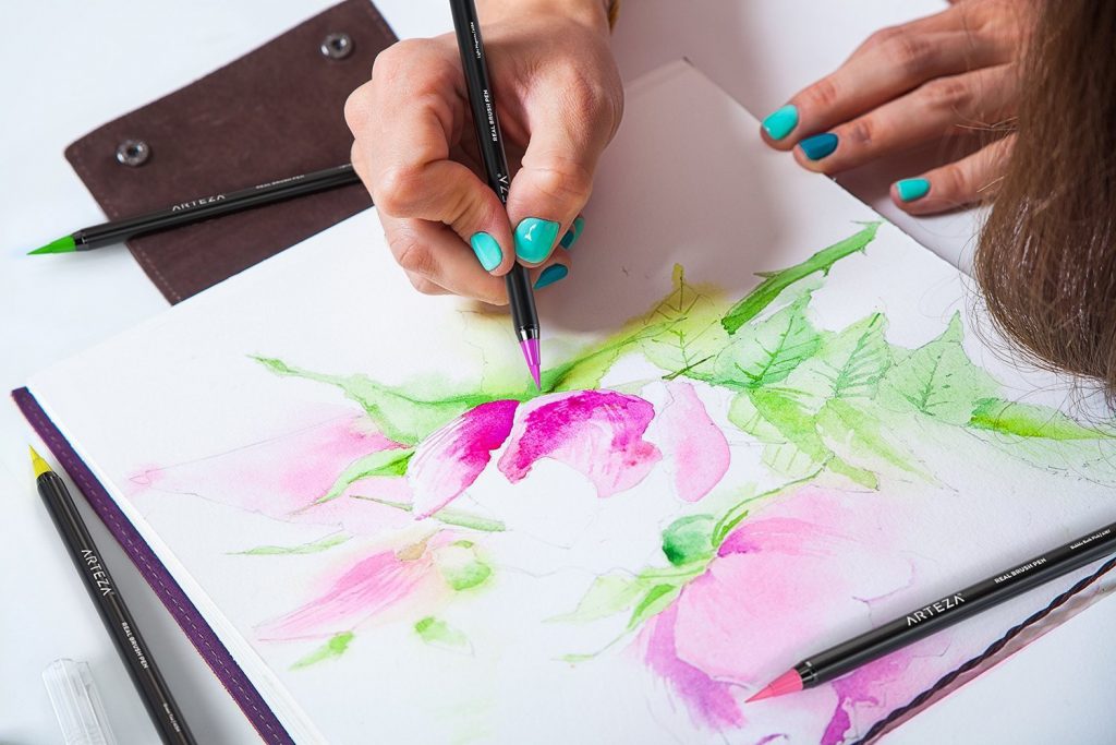 Bộ 48 cây bút lông màu ngòi cọ cao cấp Arteza Brush Pens (Hộp nhựa)