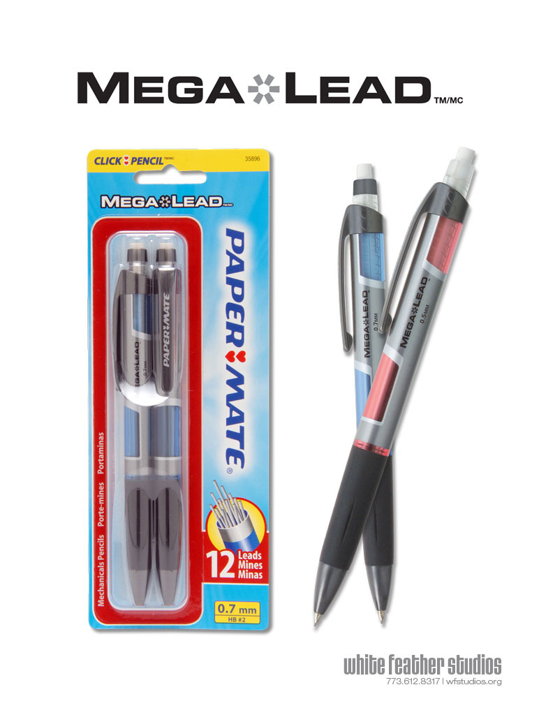 Hộp 6 bút chì bấm Paper Mate Mega Lead có sẵn 12 ruột chì HB #2 – Ngòi 0.7mm